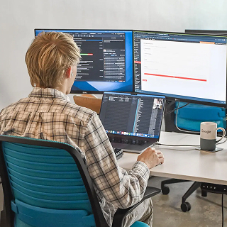 Person works on Web Development tools for Marketing Agency