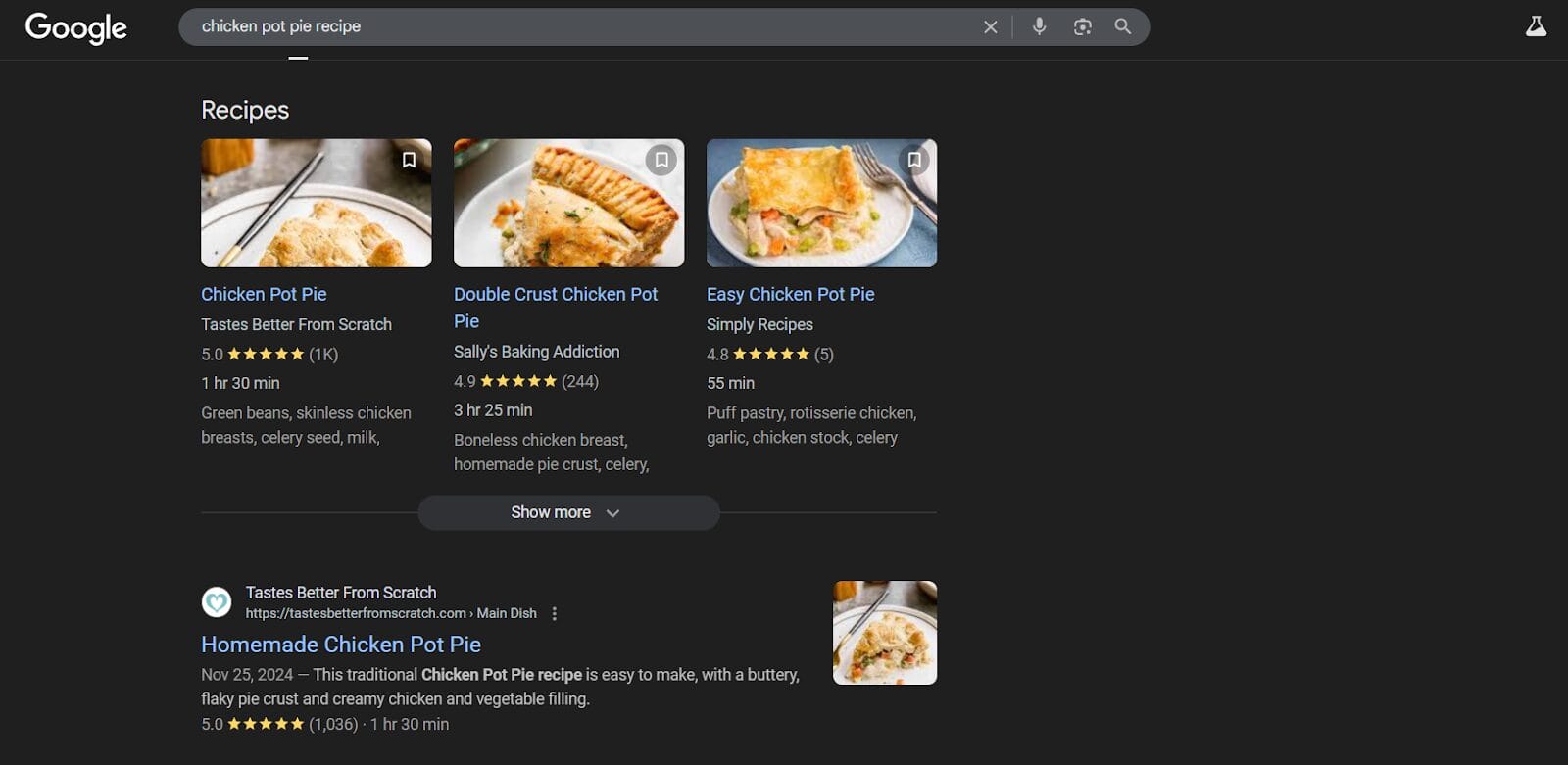 An Example of a google search result using Web Guide