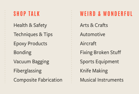 EpoxyWorks Footer Navigation