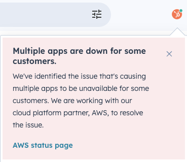 HubSpot AWS Outage 2025
