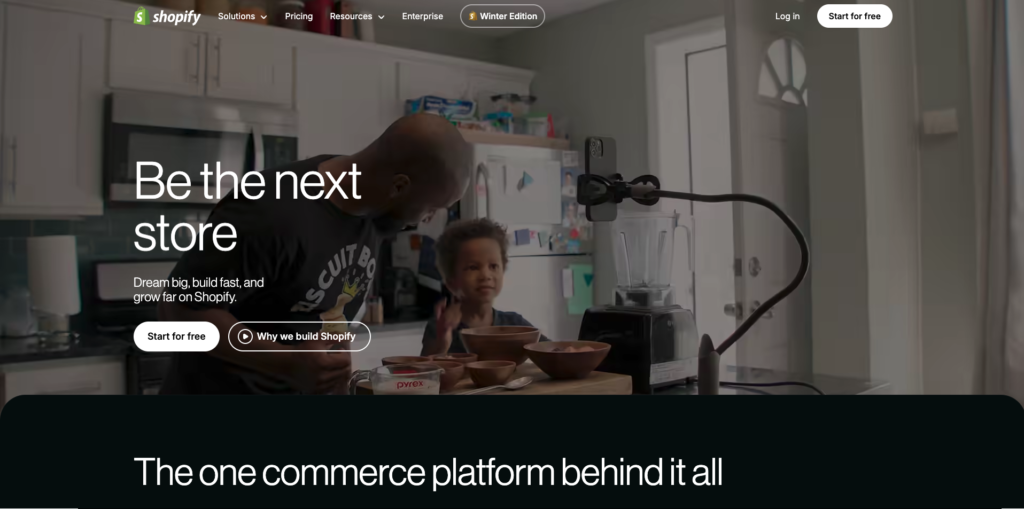 Shopify eCommerce website builder hero section design