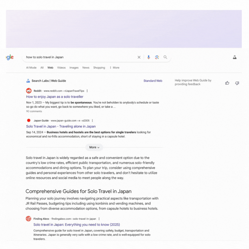 A Web Guide Example from Google Search Results